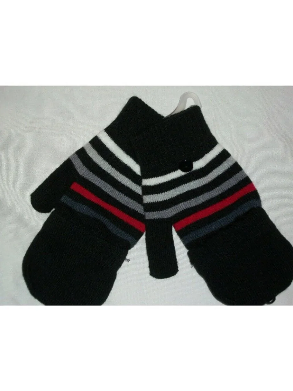 Black Red Bow Winter Beanie Gloves Mittens Set Hat Cap Knit  Girl's Child's